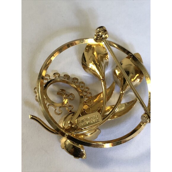 Vintage Rare Star Art 1/20 12kt Gf Aurora Borealis Rhinestones Flower Brooch - Picture 2 of 5